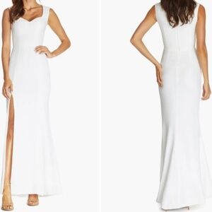 Dress the Population, Monroe Front Slit White Maxi Dress, Large